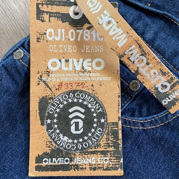 Oliveo & Company Hand Made Dark Blue Denim Jeans Size 33W NWT - Picture 5 of 15